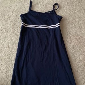 mini navy blue dress with white stripes